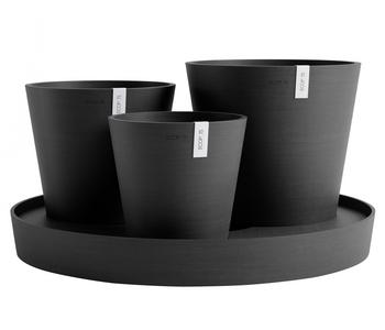 Ecopots Kunststoff-Topf-Set Dubai mit Untersetzer, 4-teilig