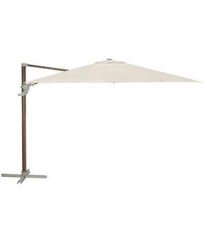 Dehner Ampelschirm Zypern, Holzoptik, quadratisch, ca. B300/T300 cm, Beige - Aluminium, Polyester