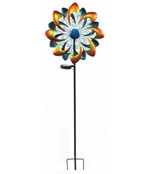 Dehner Solar-Windrad Molino, ca. Ø35/H128 cm, Bunt - Metall / Glas