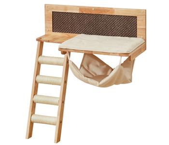 Nobby Wandelement Plattform Kiu, creme, ca. B70/H81/T37,5 cm, Creme / Hellbraun Dunkelbraun - Holz Sisal Plüsch