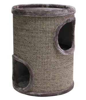 Nobby Kratztonne Rega I, cappucino, ca. Ø38/H50 cm, Dunkelbraun - Holz / Plüsch Sisal