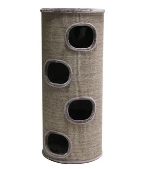 Nobby Kratztonne Rega IV, cappucino, ca. Ø50/H120 cm, Dunkelbraun - Holz / Plüsch Sisal