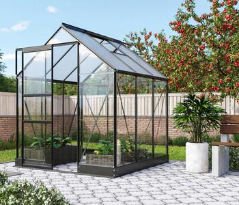 Vitavia Gewächshaus Pontos 3800, ESG/HKP 6 mm, inkl. Fundament, ca. B195/H207/T199 cm