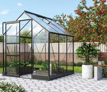 Vitavia Gewächshaus Pontos 3800 ESG/NSG, inkl. Fundament, ca. B195/H207/T199 cm