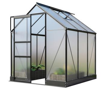 Vitavia Gewächshaus Pontos 3800, HKP, inkl. Fundament, Schwarz - Aluminium, Stahl, Polycarbonat