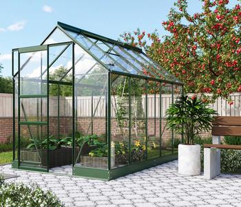 Vitavia Gewächshaus Pontos 6200, ESG, inkl. Fundament, Dunkelgrün - Aluminium / Stahl Sicherheitsglas