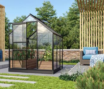 Vitavia Gewächshaus Primus 3800, ESG, Schwarz - Aluminium / Sicherheitsglas
