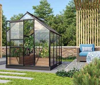Vitavia Gewächshaus Primus 5000, ESG, Schwarz - Aluminium, Sicherheitsglas