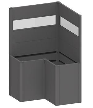 Biohort Sichtschutz Belvedere L100 mit Acrylglas, ca. B102/H91/T102 cm, Dunkelgrau - Metall, Acryl
