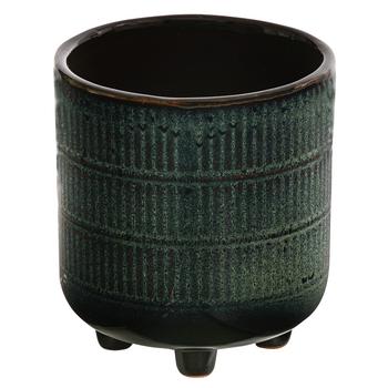 Dehner Keramik-Übertopf Denise, rund, blau, ca. Ø7 cm