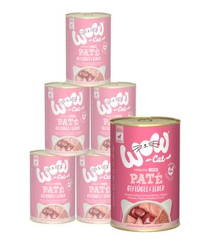 WOW® Cat Nassfutter für Katzen Premium Paté Junior, 6 x 400 g