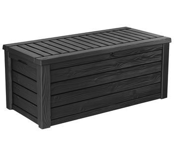 Keter Auflagenbox Westwood, 570 Liter, ca. B155/H64,4/T72,4 cm, Schwarz / Dunkelgrau - Polypropylen Metall