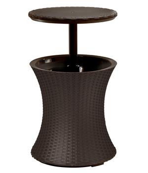 Keter Beistelltisch Pacific Cool Bar, ca. Ø49,5/H57-82,5 cm, Dunkelbraun - Metall / Polypropylen