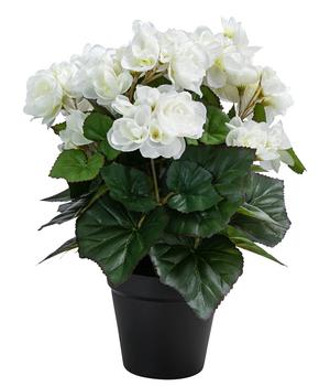 6 x Flower Manufaktur Kunstpflanze Begonie, ca. H33 cm, Weiß - Polyethylen, Polyester, Schaumstoff, Metall - Mindestbestellmenge: 6 Stk.