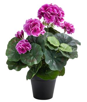 6 x Flower Manufaktur Kunstpflanze Geranie, ca. H33 cm, Lila - Metall, Polyester, Polyethylen, Schaumstoff - Mindestbestellmenge: 6 Stk.
