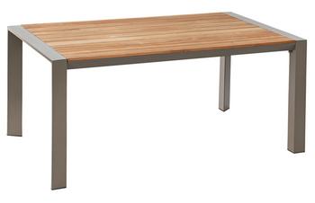 Dehner Holz-Ausziehtisch Cleveland, ca. B160-240/H76/T101 cm, Beige / Hellbraun - Aluminium Teakholz