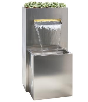 Dehner Edelstahl-Gartenbrunnen Dallas, ca. H89 cm, Silber - Edelstahl