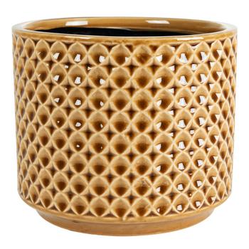 Dehner Keramik-Übertopf Thies, rund, gelb