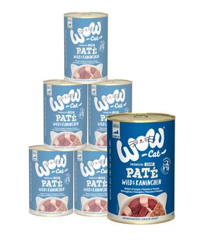 WOW® Cat Nassfutter für Katzen Premium Paté Senior, 6 x 400 g