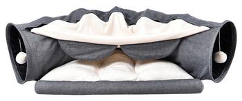 Dehner Lieblinge Katzentunnel Play and rest, ca. B105/H40/T60 cm, Weiß / Grau - Polyester