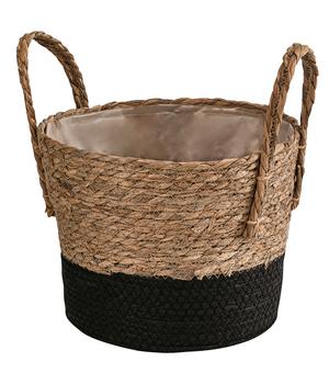 Dehner Seegras-Korb Rob, rund, braun/schwarz, Braun, Schwarz - Seegras
