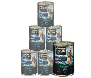 Dehner Wild Nature Nassfutter für Katzen Gebirgssee Adult, Lachs & Forelle, 6 x 200 g/400 g