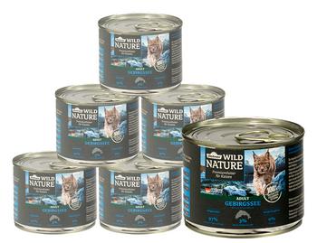 Dehner Wild Nature Nassfutter für Katzen Gebirgssee Adult, Lachs & Forelle, 6 x 200 g/400 g