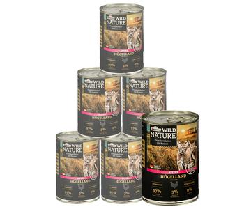 Dehner Wild Nature Nassfutter für Katzen Hügelland Kitten, Huhn, 6 x 200 g/400 g
