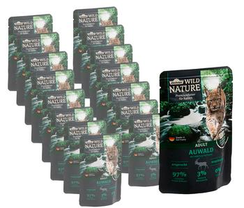 Dehner Wild Nature Nassfutter für Katzen Auwald Adult, Hirsch & Truthahn, 16 x 85 g