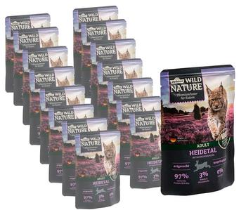 Dehner Wild Nature Nassfutter für Katzen Heidetal Adult, Kaninchen & Huhn, 16 x 85 g
