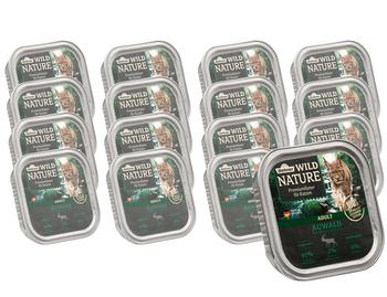 Dehner Wild Nature Nassfutter für Katzen Auwald Adult, Hirsch & Truthahn, 16 x 100 g
