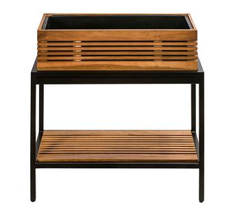 Dehner Premium Balkonhochbeet New York, Braun, Schwarz - Aluminium, Akazienholz