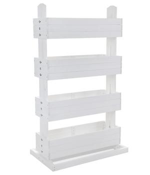 Hecht Vertikales Holz-Hochbeet Cube 4, ca. B82/H145/T50 cm, Weiß - Tannenholz