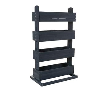 Hecht Vertikales Holz-Hochbeet Cube 4, ca. B82/H145/T50 cm, Dunkelgrau - Tannenholz