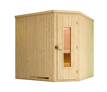 Weka Ecksauna Varberg mit Holztür, ca. B194/H199/T194 cm, Natur - Fichtenholz