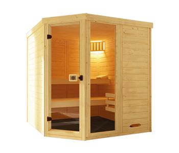 Weka Sauna Laukkala mit Glastür und Fenster, Natur - Fichtenholz / Glas