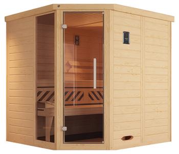 Weka Ecksauna Kemi mit Glastür und Fenster