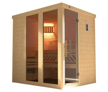Weka Sauna Kemi Panorama inkl. Ofen, ca. B162/H200/T193 cm, Natur - Fichtenholz / Glas