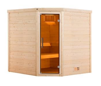 Weka Sauna Turku mit Glastür inkl. Ofen, ca. B195/H205/T178 cm, Natur - Fichtenholz / Glas