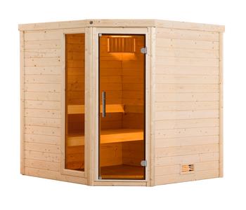 Weka Sauna Turku mit Glastür und Fenster inkl. Ofen, ca. B195/H205/T178 cm, Natur - Fichtenholz / Glas