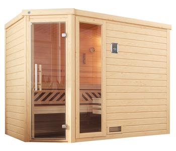Weka Sauna Turku mit Glastür und Fenster, ca. B248/H205/T198 cm, Natur - Fichtenholz / Glas