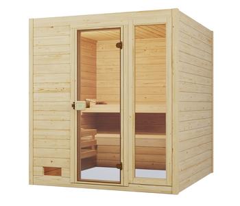 Weka Sauna Valida Plus mit Glastür und Fenster inkl. Ofen, ca. B189/H204/T172 cm, Natur - Fichtenholz / Glas