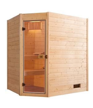 Weka Ecksauna Valida mit Glastür - Fichtenholz / Glas