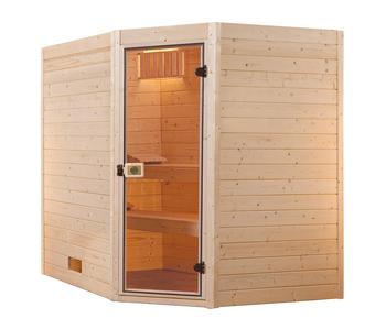Weka Ecksauna Valida mit Glastür - Fichtenholz / Glas