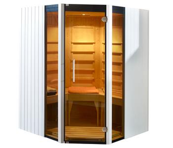 Weka Infrarotkabine Osby Eck, Weiß - Fichtenholz / Glas