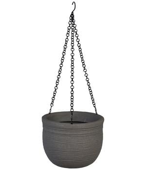 Vasar Kunststoff-Hängeampel mit Rillen Ghisa, rund, dunkelgrau, ca. Ø25/H19 cm