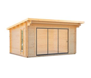 Wolff Finnhaus Gartenhaus Trondheim, inkl. Schiebetür rechts, ca. B490/H260/T450 cm, Braun - Holz, Glas
