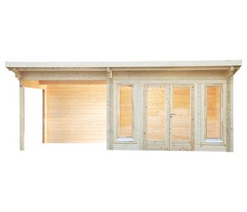 Wolff Finnhaus Gartenhaus Trondheim 70-B XL, inkl. Lounge links, Natur - Holz / Sicherheitsglas