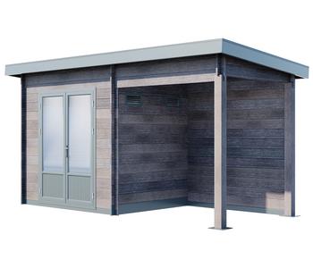 Wolff Finnhaus Gartenhaus WPC-Trend B+, inkl. Lounge, ca. B480/H252/T232 cm, Grau - WPC