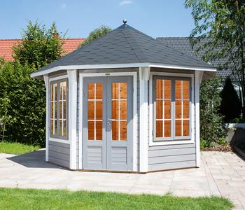 Wolff Finnhaus Pavillon Milano 3.5, ca. B430,1/H346/T430,1 cm, Rot - Holz / Glas
